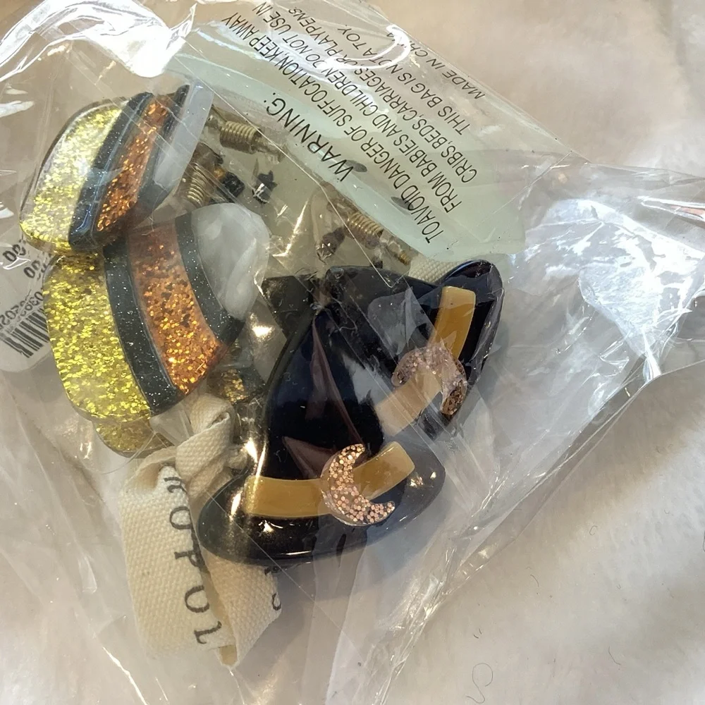 👻Anthropologie Mini Hair Claw Clips Small Halloween Witch Hat Ghost Candy Corn